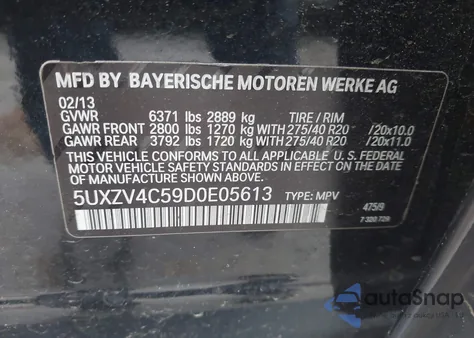 2013 BMW X5 xDrive35I/xDrive35I Premium/xDrive35I Sport Activity from USA, damaged, VIN 5UXZV4C59D0E05613